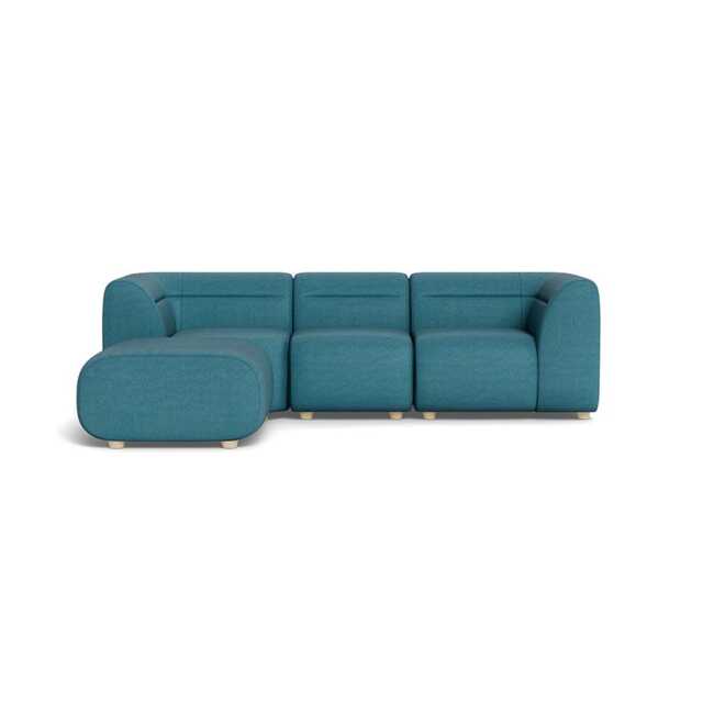 Heal's Lilli Left Hand Facing Corner Sofa Brushed Cotton Cadet Natural Beech Feet