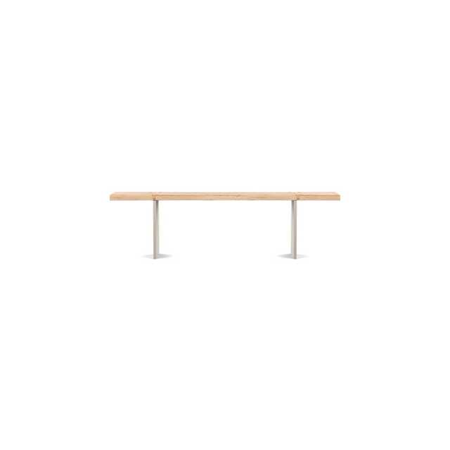 Heal's Berlin Bench 160x35cm White Oiled Oak Natural Edge Filled Stainless Steel Legs