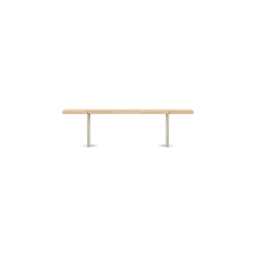 Heal's Berlin Bench 160x35cm White Oiled Oak Natural Edge Filled Stainless Steel Legs