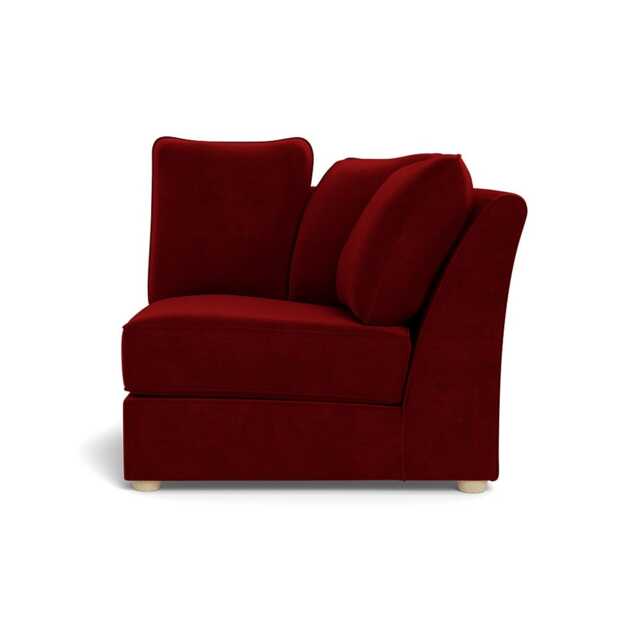 Heal's Tailor Curved Right Hand Facing Corner Unit Smart Luxe Velvet Mulberry Natural Feet