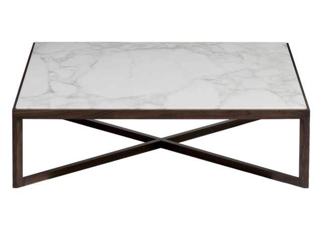 Knoll Krusin Coffee Table in Arabescato and Walnut Stained Oak