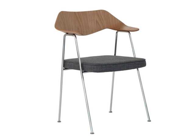 Case 675 Chair Oak Dark Grey Seat Chrome Legs - image 1