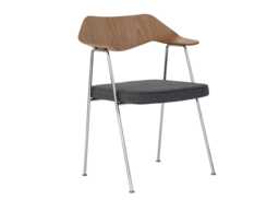 Case 675 Chair Oak Dark Grey Seat Chrome Legs