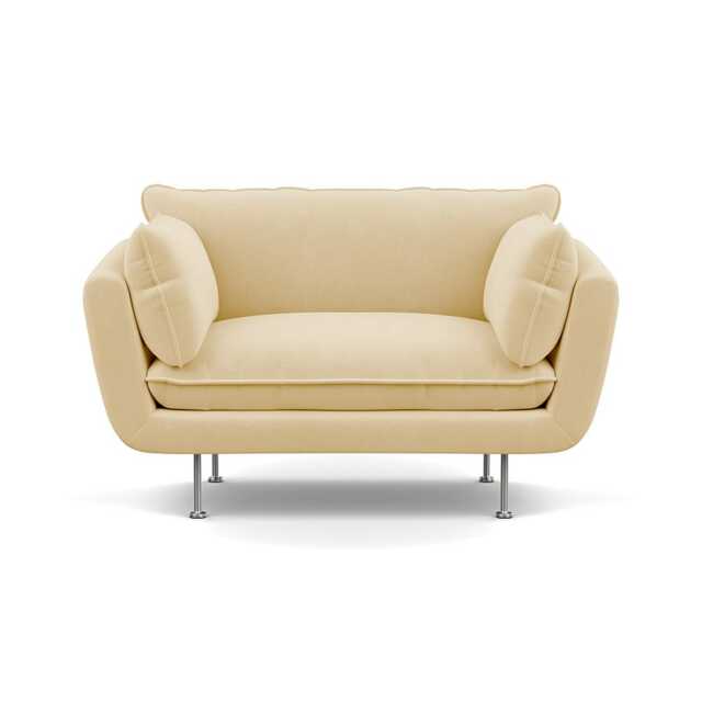 Heal's Allora Loveseat Smart Luxe Velvet Biscuit Stainless Steel Feet