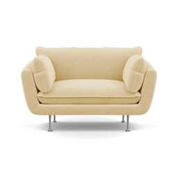 Heal's Allora Loveseat Smart Luxe Velvet Biscuit Stainless Steel Feet
