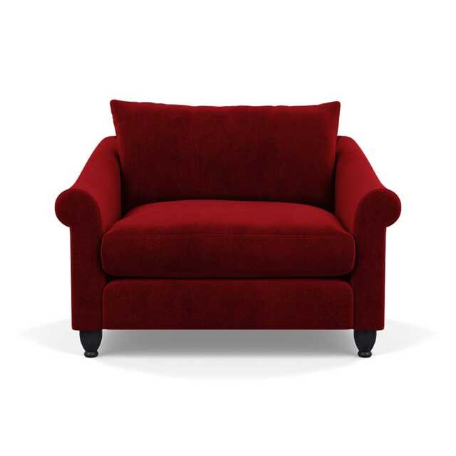 Heal's Devon Loveseat Smart Luxe Velvet Mulberry Black Stain Beech Feet - image 1