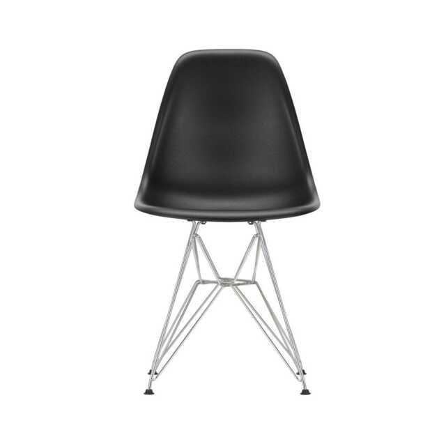 Vitra Eames DSR Side Chair New Height Deep Black Chrome Base