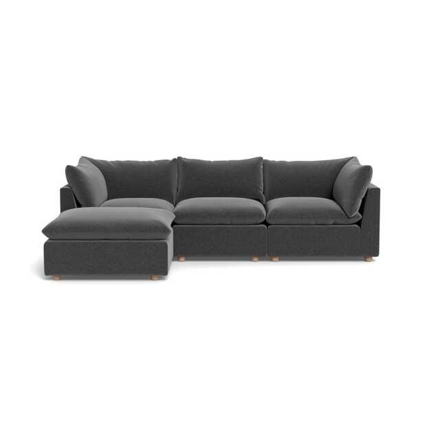Heal's Astrid Left Hand Facing Corner Sofa Melton Wool Granite Natural Beech Feet
