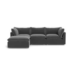 Heal's Astrid Left Hand Facing Corner Sofa Melton Wool Granite Natural Beech Feet
