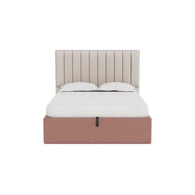 Heal's Lift Storage Divan King Smart Luxe Velvet Dusky Pink Natural Feet