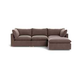 Heal's Astrid Right Hand Facing Corner Sofa Smart Velvet Mouse Walnut Stained Beech Feet