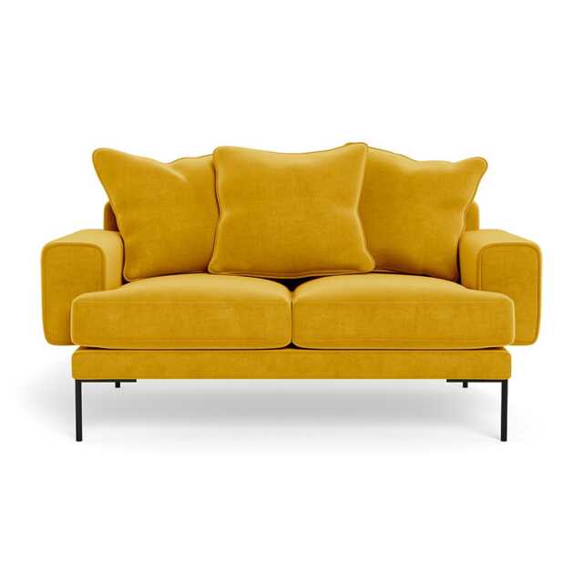 Heal's Torrington 2 Seater Sofa Smart Luxe Velvet Canary Black Feet