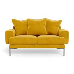 Heal's Torrington 2 Seater Sofa Smart Luxe Velvet Canary Black Feet