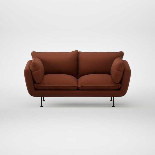 Heal's Allora 2 Seater Sofa Smart Cotton Linen Rust Black Feet