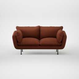 Heal's Allora 2 Seater Sofa Smart Cotton Linen Rust Black Feet