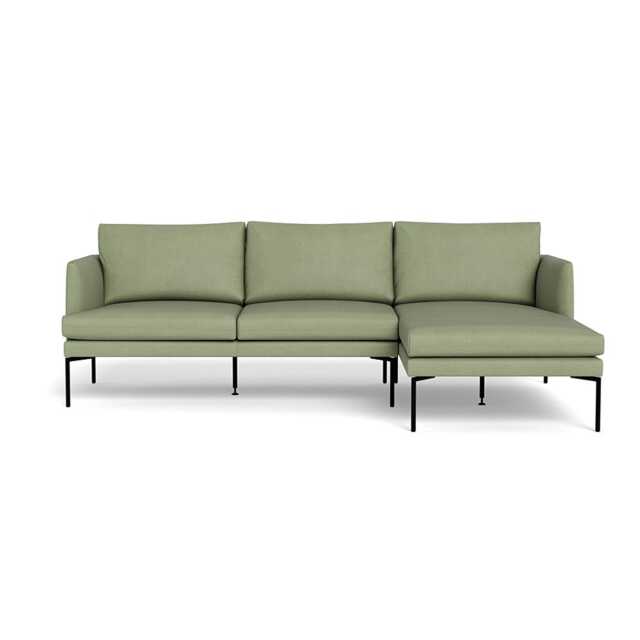 Heal's Matera Right Hand Facing Chaise Sofa Siena Cotton Pistachio Black Feet