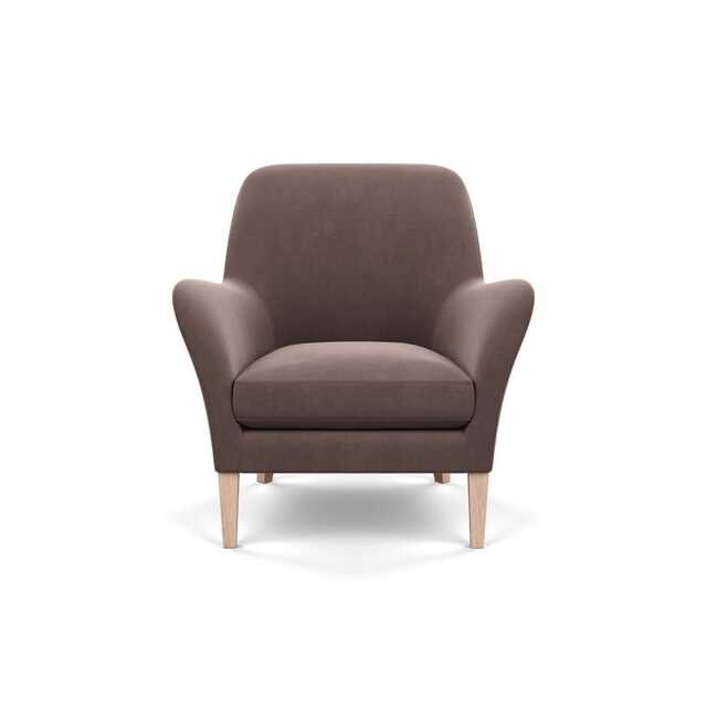 Heal's Wallis Armchair Smart Velvet Mouse Natural Oak Feet