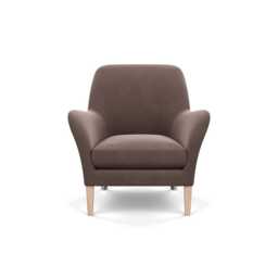 Heal's Wallis Armchair Smart Velvet Mouse Natural Oak Feet