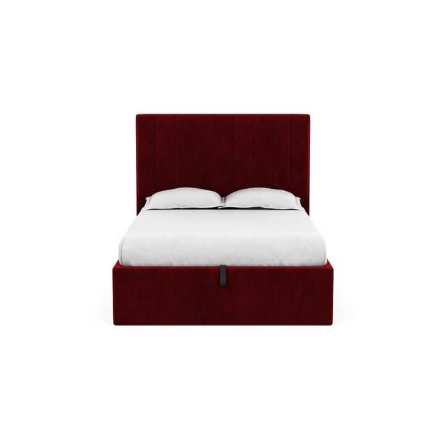 Heal's Lift Storage Divan Double Smart Luxe Velvet Mulberry Black Feet