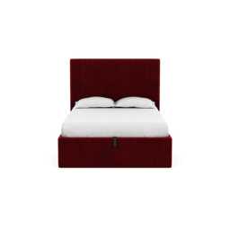 Heal's Lift Storage Divan Double Smart Luxe Velvet Mulberry Black Feet