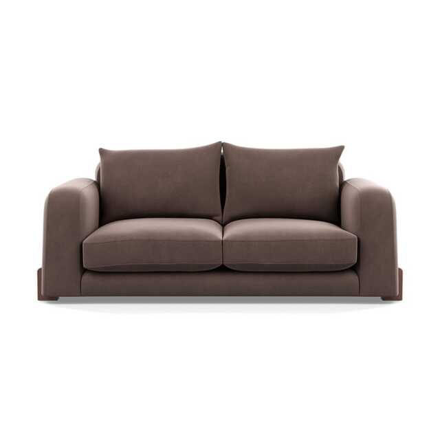 Heal's Nuvola 2 Seater Sofa Smart Velvet Mouse Walnut Stained Feet