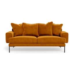 Heal's Torrington 3 Seater Sofa Smart Luxe Velvet Cognac Black Feet - thumbnail 1