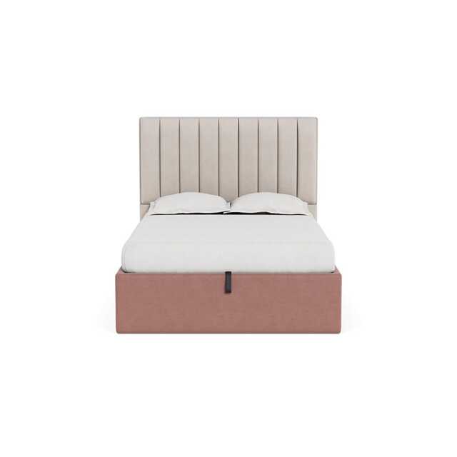 Heal's Lift Storage Divan Double Smart Luxe Velvet Dusky Pink Black Feet