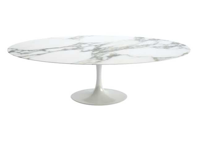 Knoll Saarinen Dining Table with White Base in Arabescato 244cm - image 1