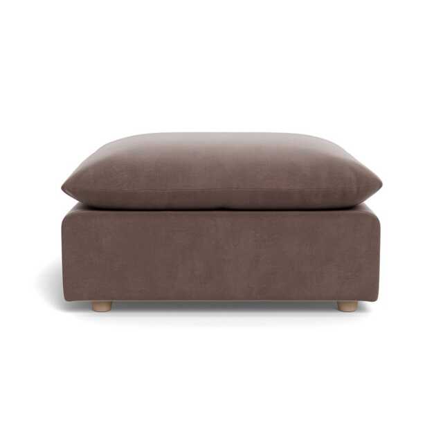 Heal's Astrid Ottoman Smart Velvet Mouse Walnut Stained Beech Feet