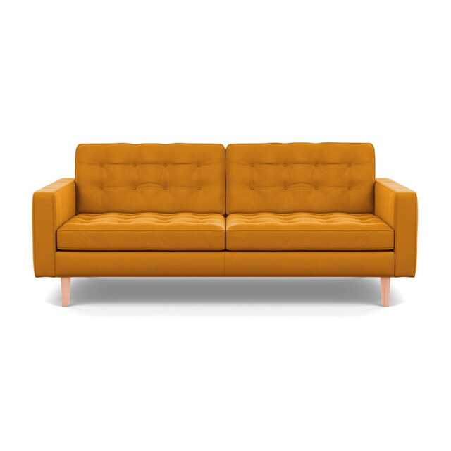 Heal's Hepburn 3 Seater Nobilis Velvet Mustard Natural Feet - image 1