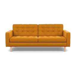Heal's Hepburn 3 Seater Nobilis Velvet Mustard Natural Feet
