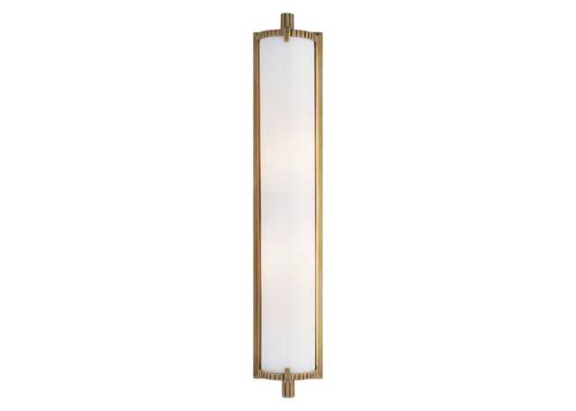 Visual Comfort Calliope Tall Wall Light Antique Brass/White Glass