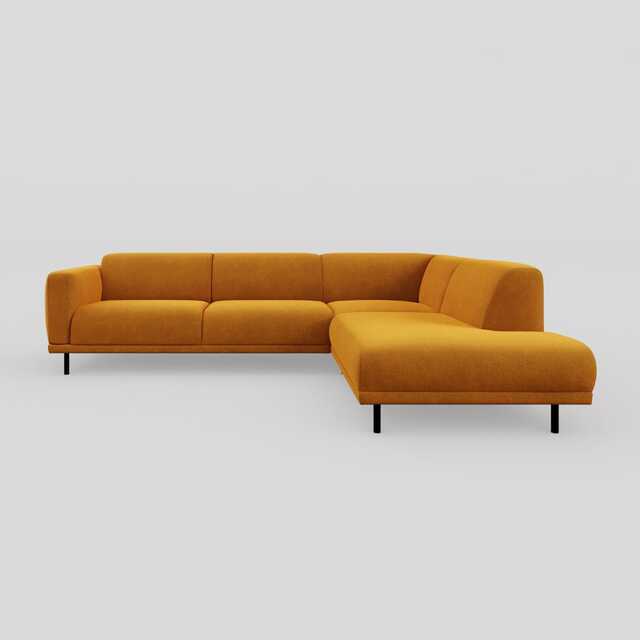 Heal's Harri 3 Str Open End Sofa RHF Smart Luxe Velvet Cognac