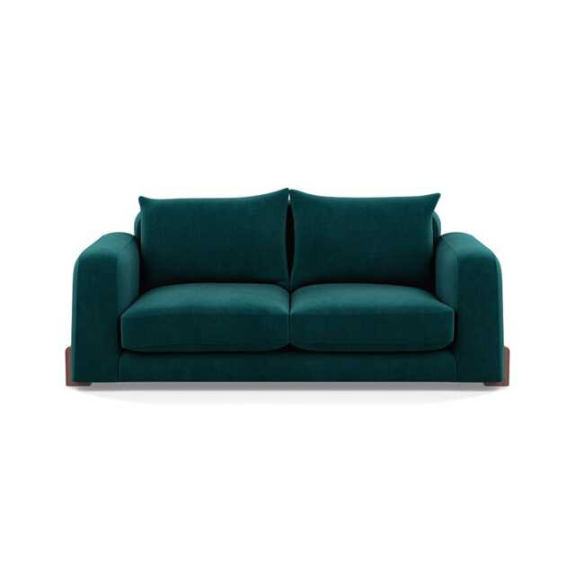 Heal's Nuvola 3 Seater Sofa Smart Luxe Velvet Ocean Walnut Stained Feet