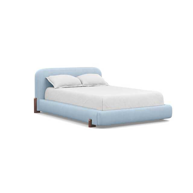 Heal's Nuvola Double Bed Capelo Linen-Cotton Sea Shanty Walnut Stained Oak Feet