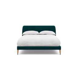 Heal's Wallis Bedstead Double Smart Luxe Velvet Ocean Walnut Feet - thumbnail 2