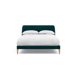 Heal's Wallis Bedstead Double Smart Luxe Velvet Ocean Walnut Feet - thumbnail 1