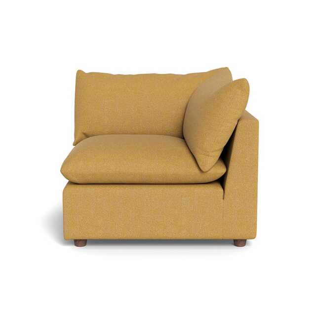 Heal's Astrid Corner Unit Boucle Tweed Citrine Walnut Stained Beech Feet
