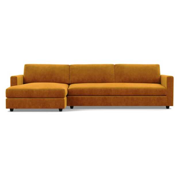 Heal's Nimbus II Complete 4 Seater Corner Chaise LHF Smart Luxe Velvet Cognac Black Feet