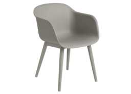 Muuto Fiber Armchair Wood Base Normal Shell Grey/Grey