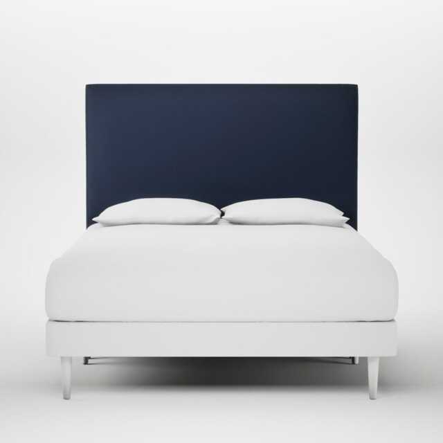 Heal's Newman Headboard Lift Storage King Smart Cotton Linen Indigo