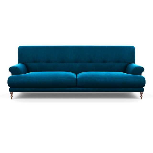 Scp Oscar 3 Seater Informal Sofa Velvet Teal Walnut Feet - image 1
