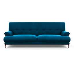 Scp Oscar 3 Seater Informal Sofa Velvet Teal Walnut Feet - thumbnail 1
