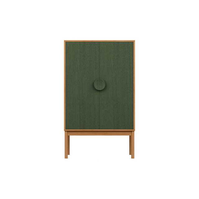 Heal's Tinta Highboard Natural Oak Frame Green Stain Doors