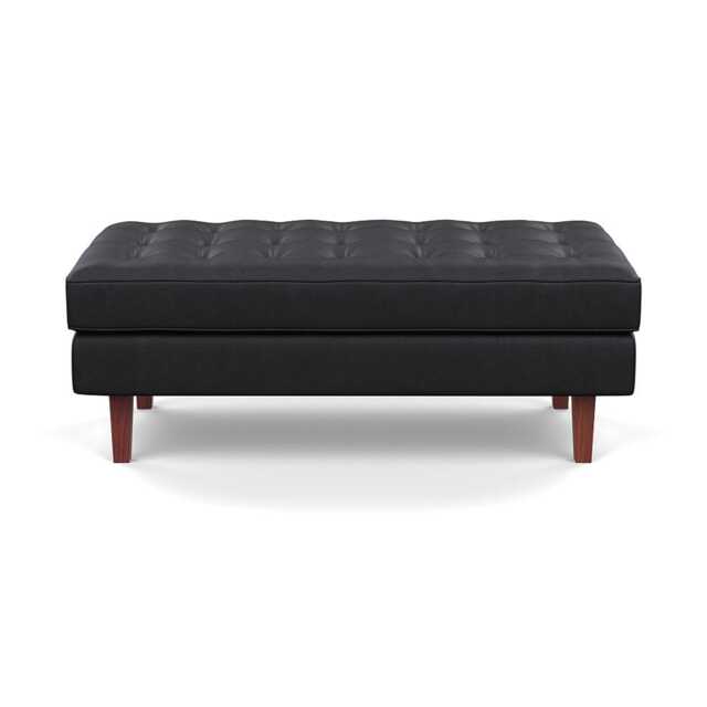 Heal's Hepburn Ottoman Liena Leather Black 622 Walnut - image 1