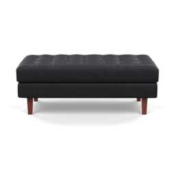 Heal's Hepburn Ottoman Liena Leather Black 622 Walnut