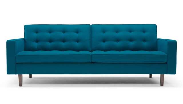 Heal's Hepburn 4 Seater Sofa St Moritz Wool Teal Walnut Feet - image 1