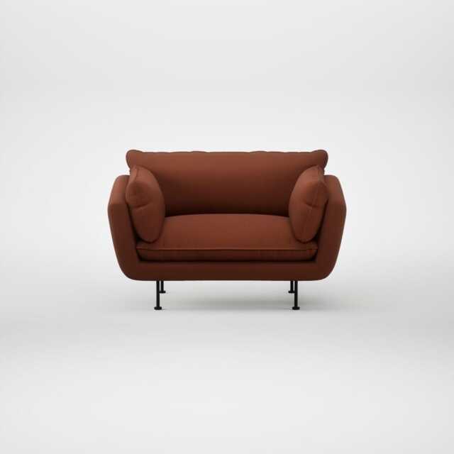 Heal's Allora Loveseat Smart Cotton Linen Rust Black Feet
