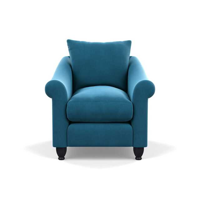 Heal's Devon Armchair Smart Velvet Ocean Black Stain Beech Feet