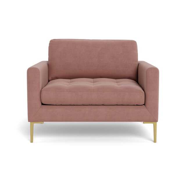 Heal's Eton Loveseat Smart Luxe Velvet Dusky Pink Brass Feet